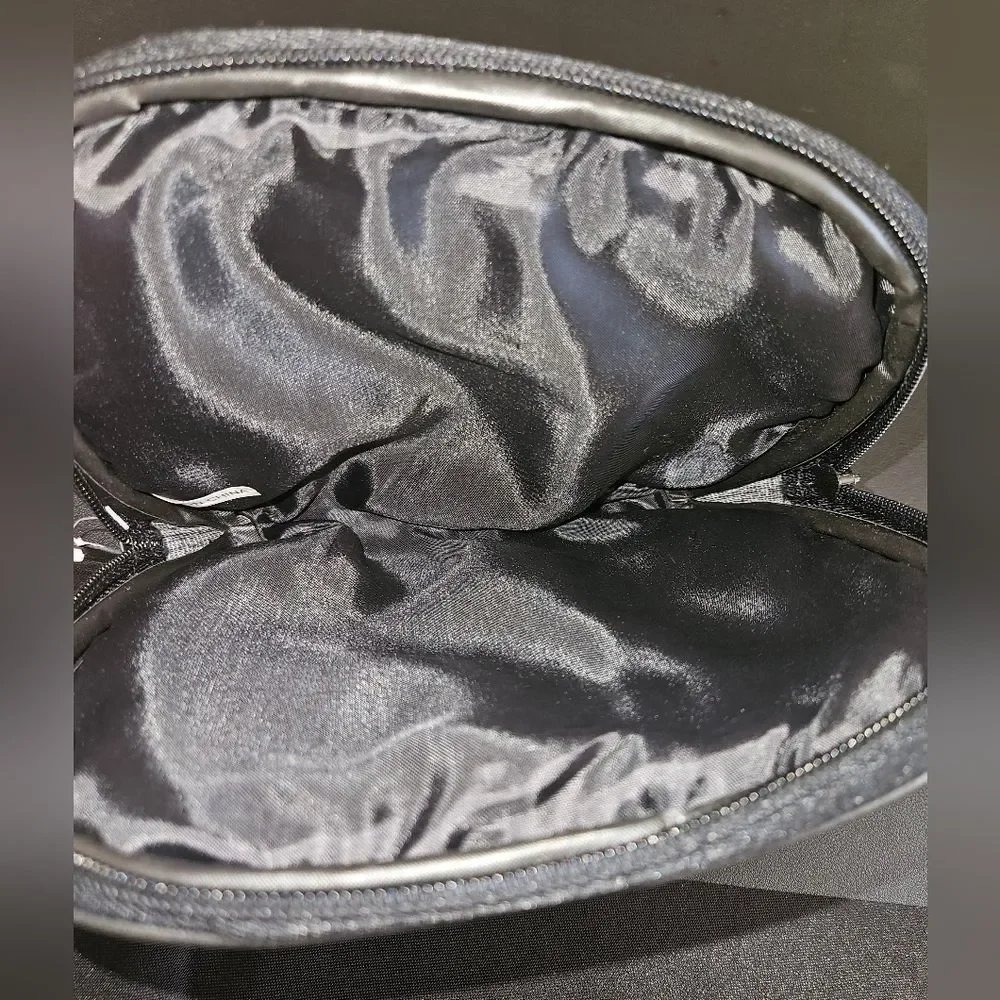 Vintage Black Leather Cosmetic Toiletry Bag